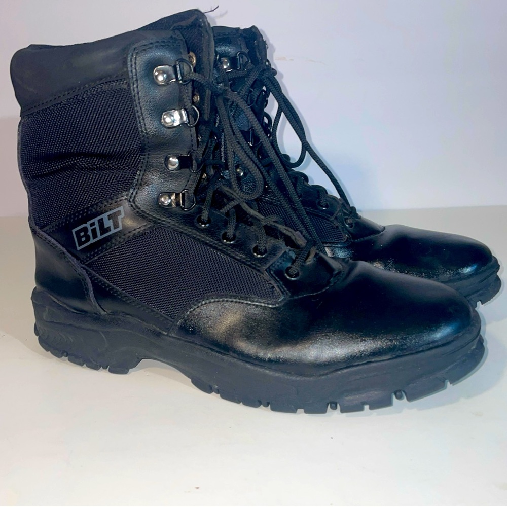 Bilt Men Boots Work Boots Lace Up Combat Riding Black Sz 12 Soft Toe